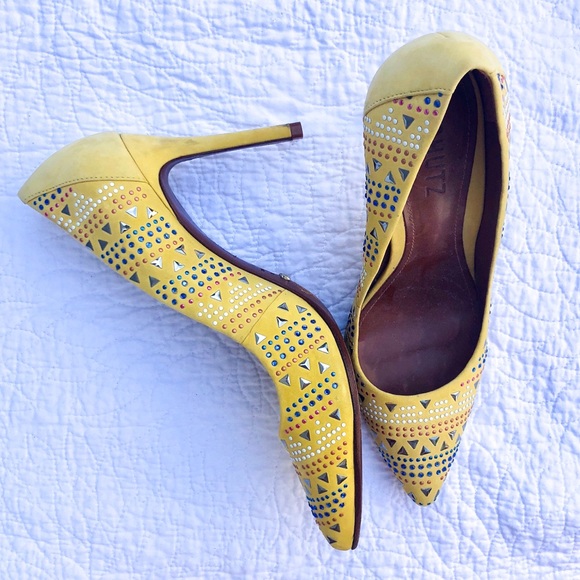 schutz Shoes - Schutz yellow embellish pump stilettos 8 authentic